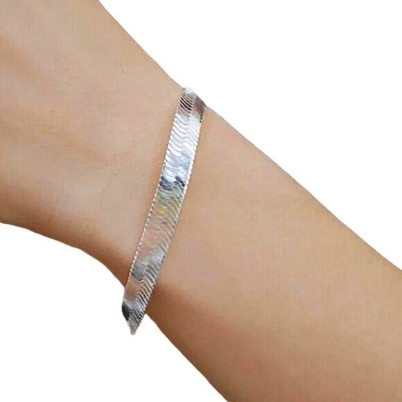 Sterling Silver Herringbone Bracelet - Picture 3 of 6
